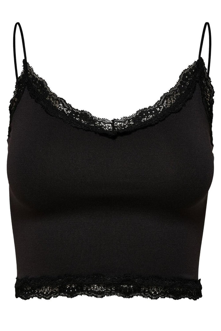 Only Vicky Lace Seamless Cropped Top Noos - Zwart